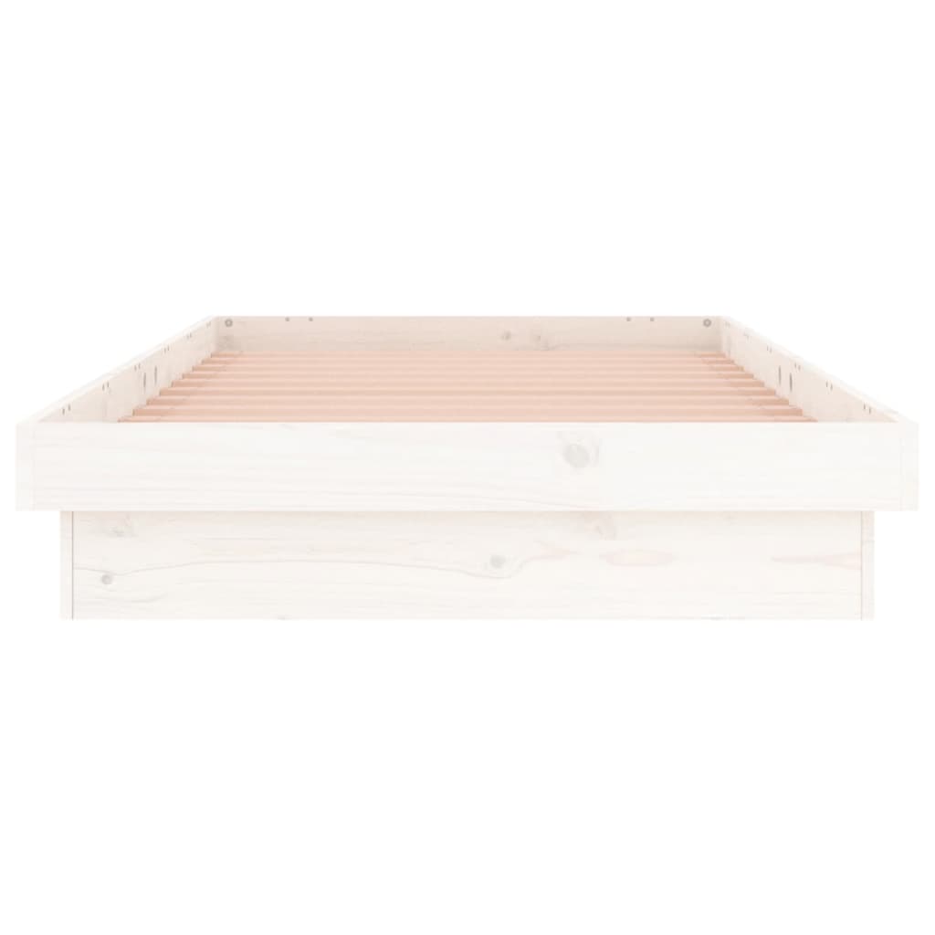 Solid wood bed with LEDs White 90x190 cm