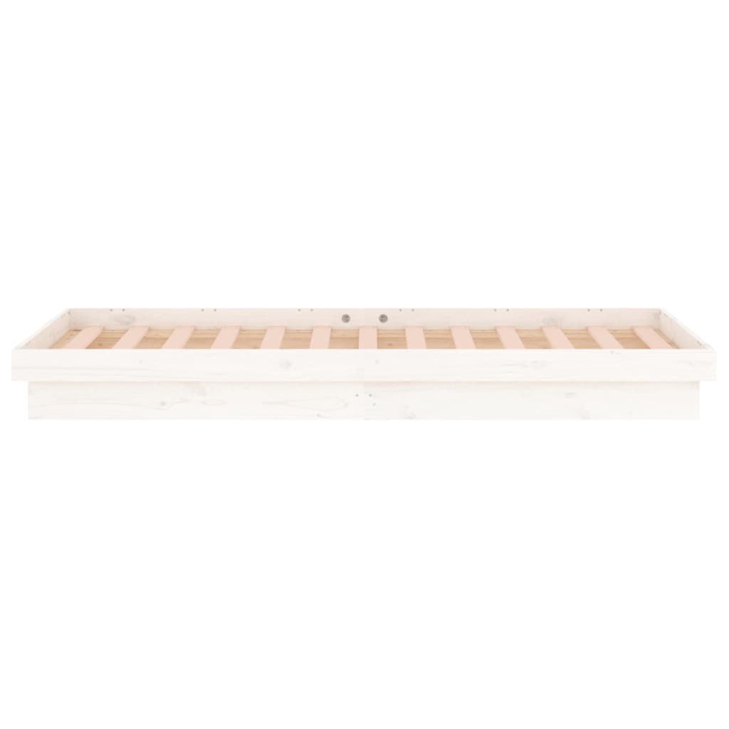 Solid wood bed with LEDs White 90x190 cm