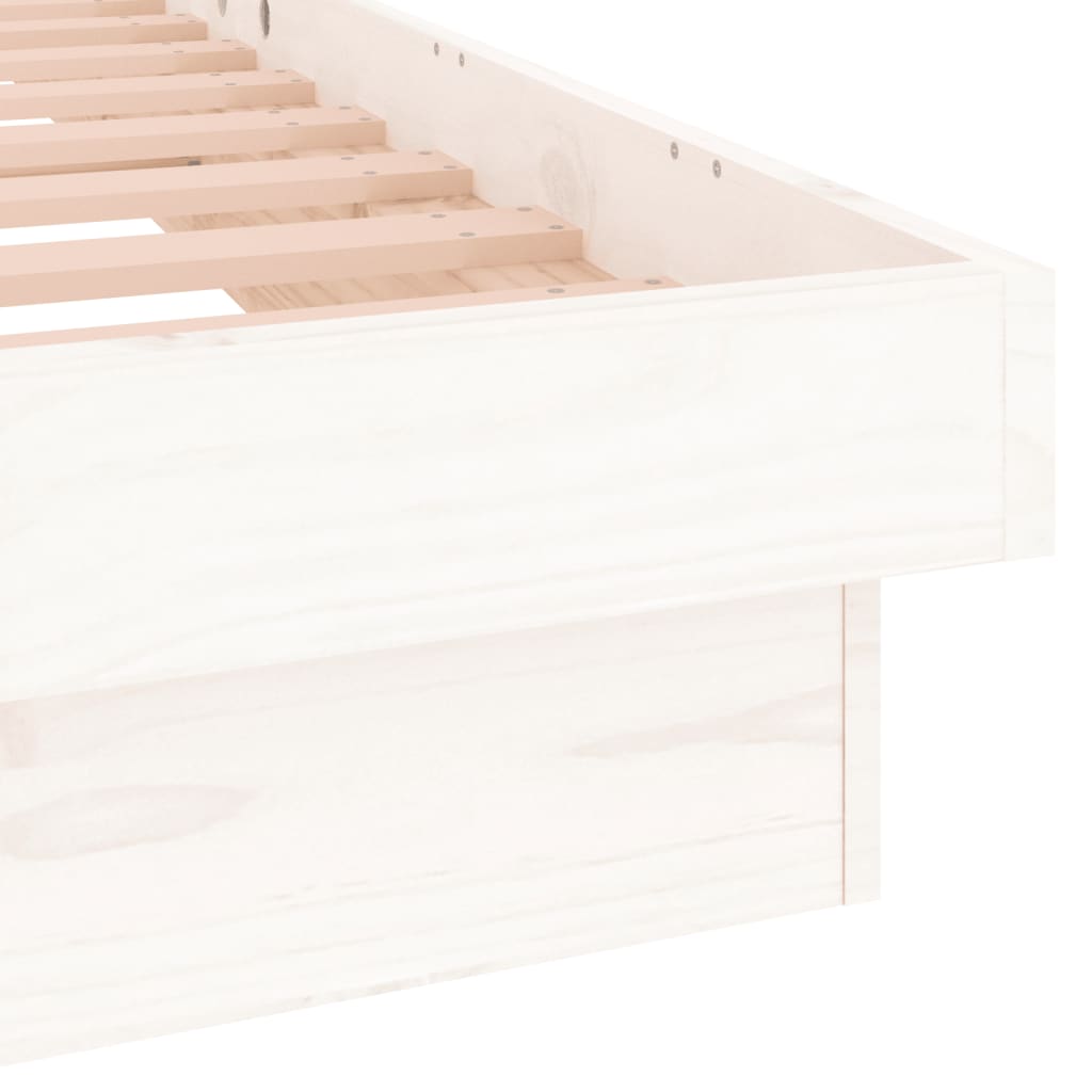 Solid wood bed with LEDs White 90x190 cm