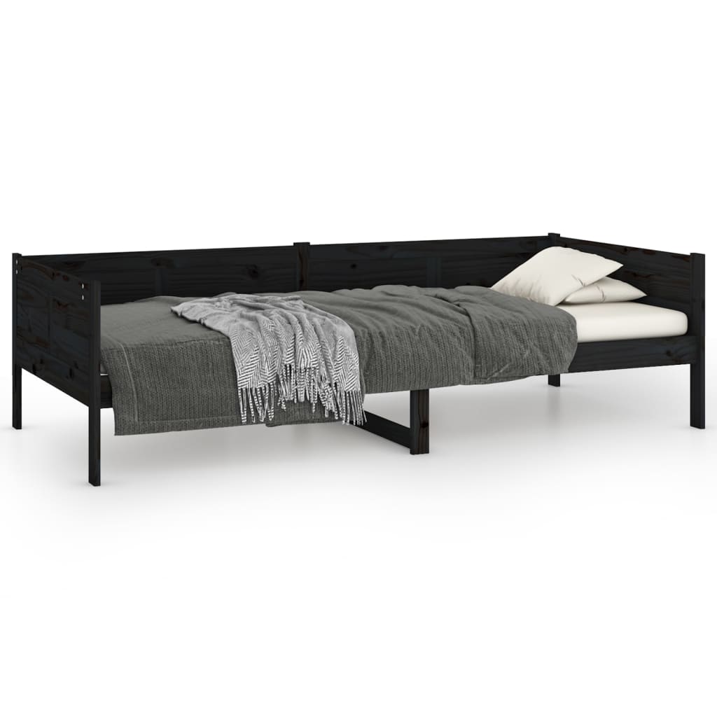 Daybed Black Solid Pine 80x200 cm