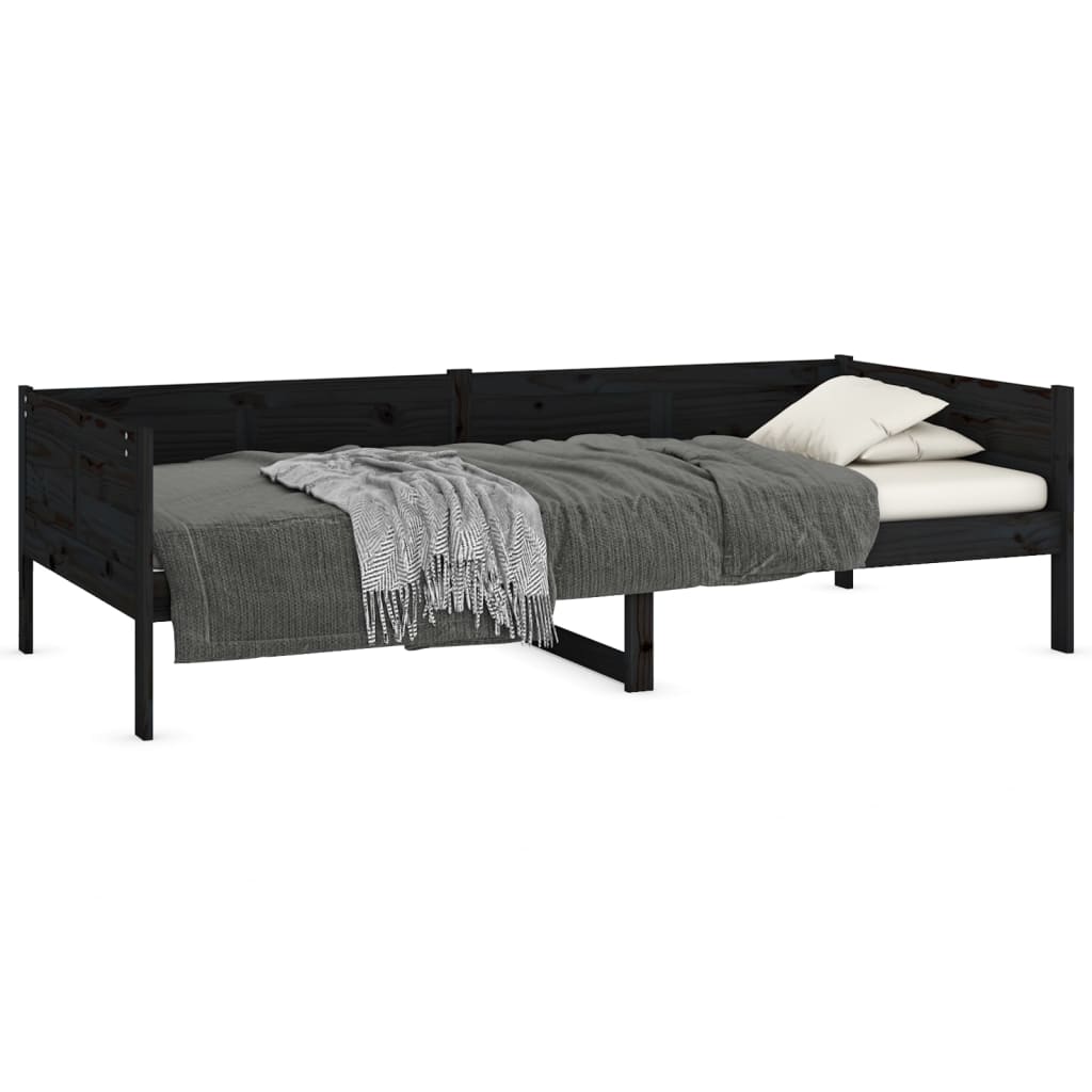 Daybed Black Solid Pine 80x200 cm