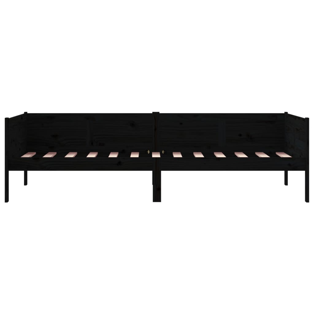 Daybed Black Solid Pine 80x200 cm