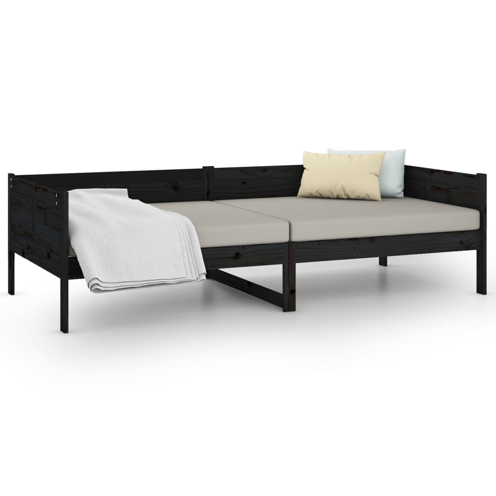 Daybed Black Solid Pine 80x200 cm