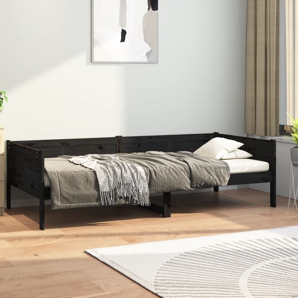 Daybed Black Solid Pine 80x200 cm