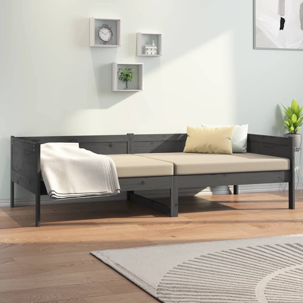 Daybed Grey Solid Pine Wood 90x190 cm