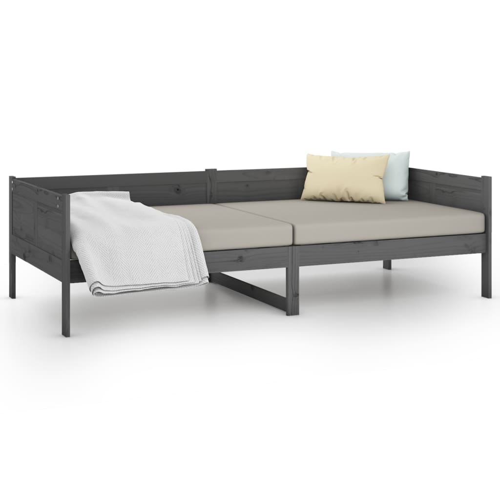 Daybed Grey Solid Pine Wood 90x190 cm