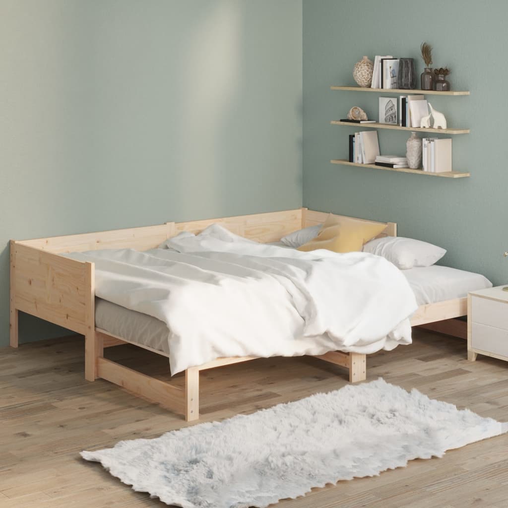 Daybed extendable solid pine wood 2x(90x200) cm