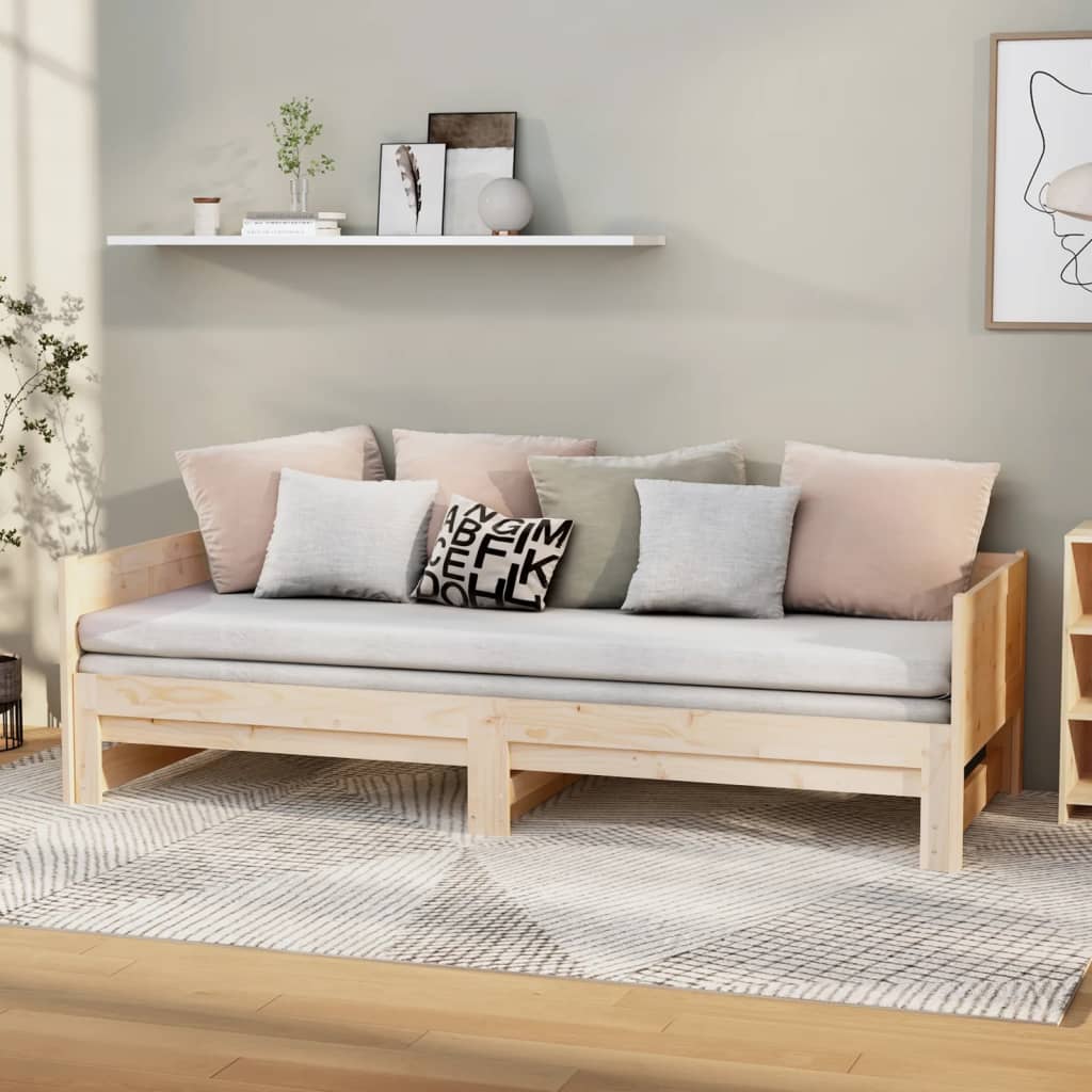 Daybed extendable solid pine wood 2x(90x200) cm