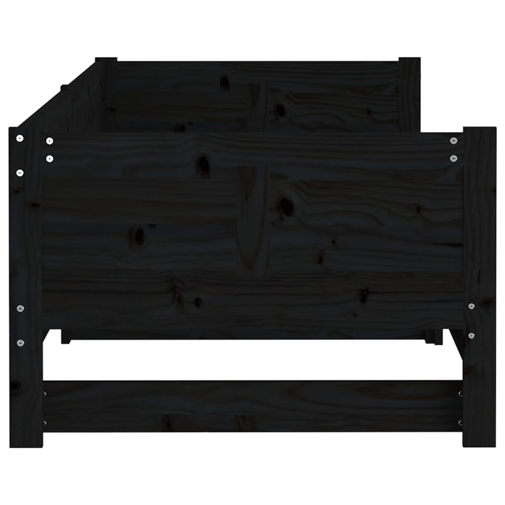 Extendable Daybed Black Solid Pine 2x(90x200) cm