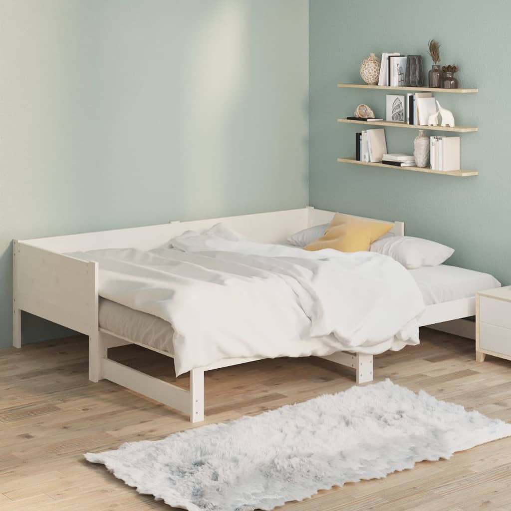 Extendable Daybed White Solid Pine 2x(80x200) cm