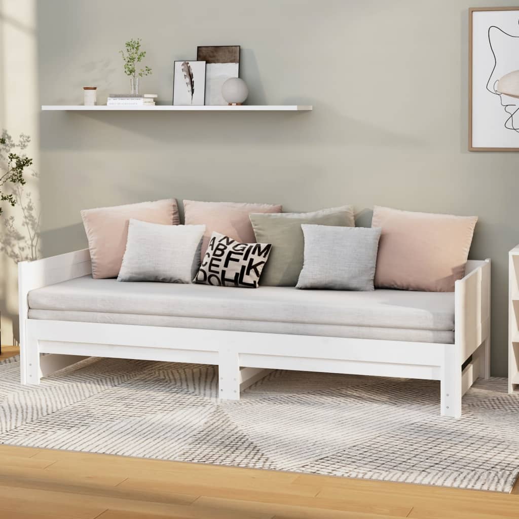 Extendable Daybed White Solid Pine 2x(80x200) cm