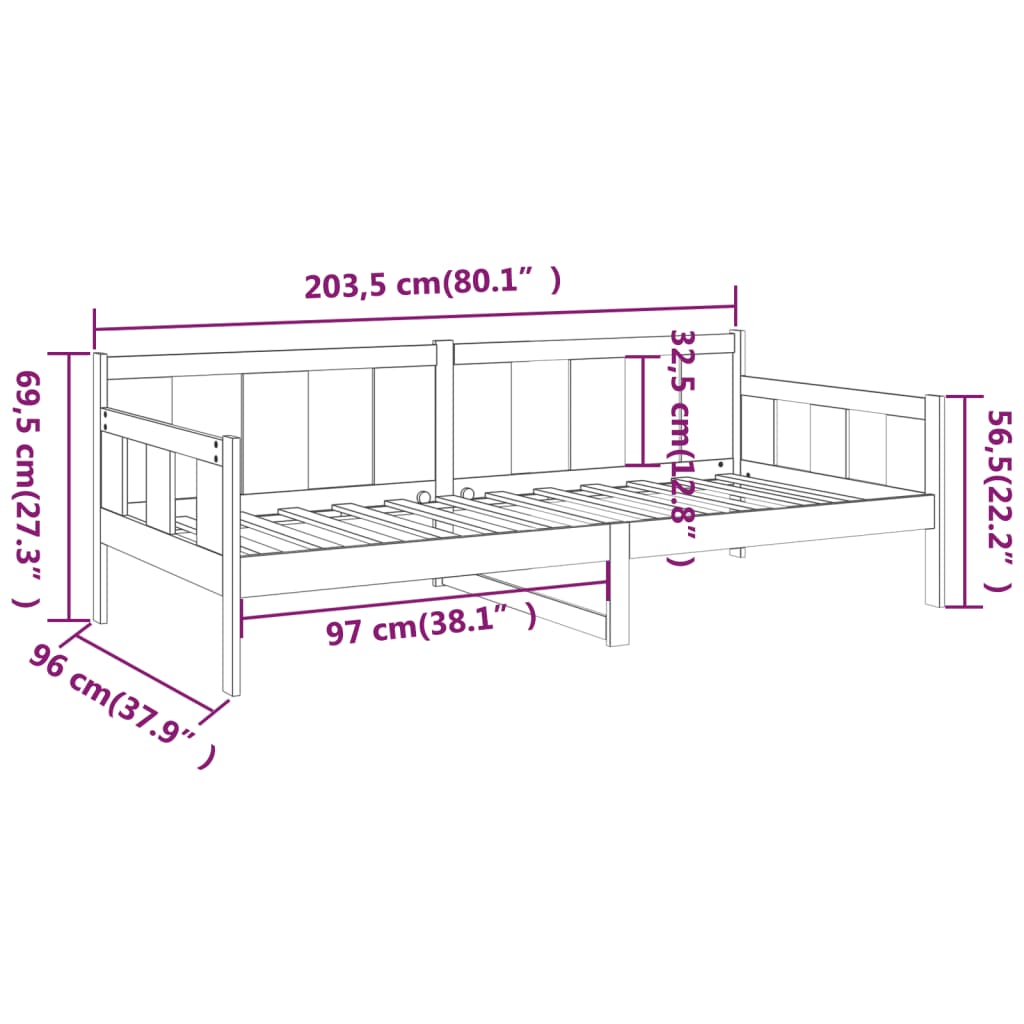 Daybed Honey Brown Solid Pine Wood 90x200 cm