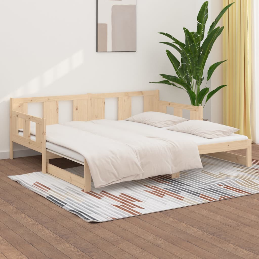 Daybed extendable solid pine wood 2x(90x200) cm