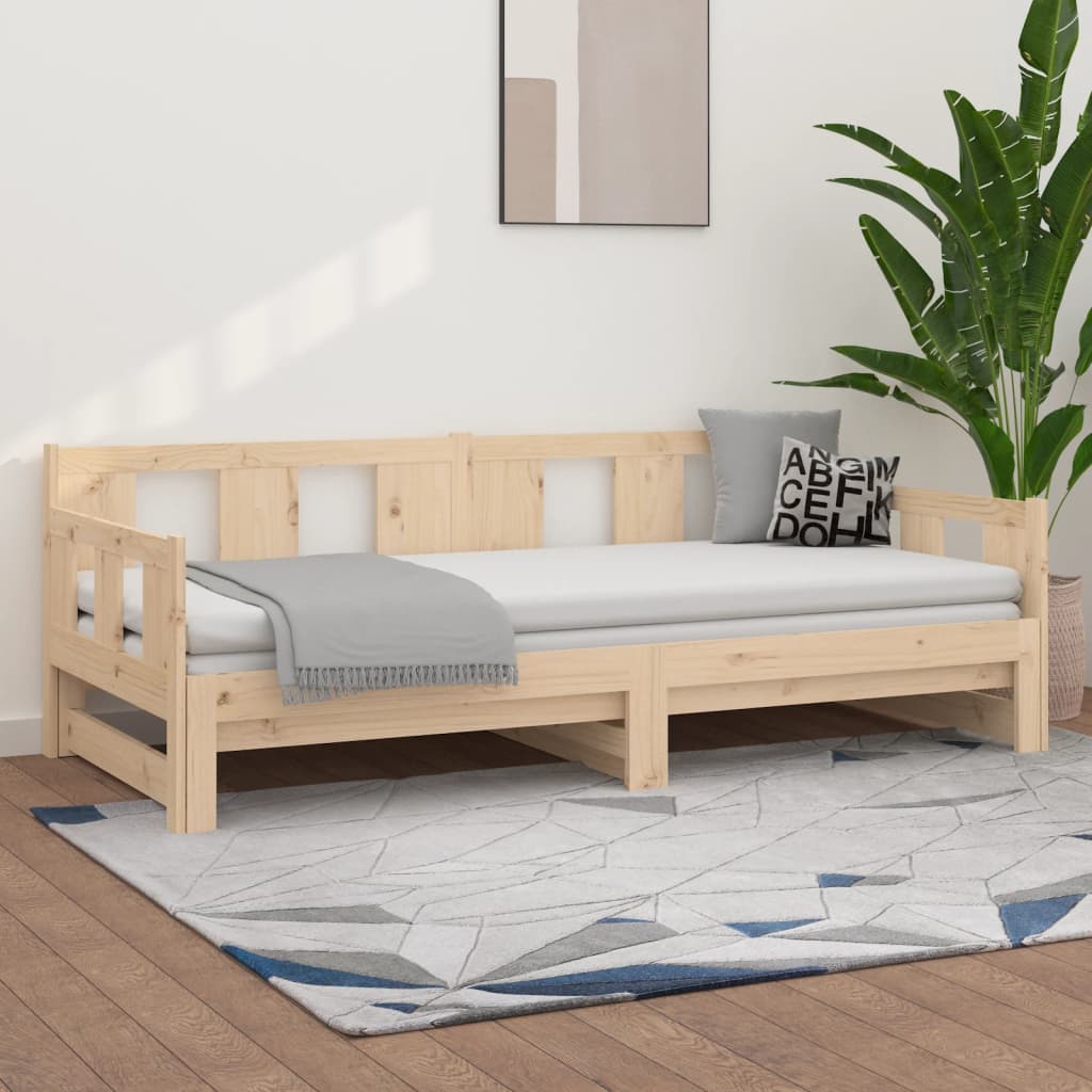 Daybed extendable solid pine wood 2x(90x200) cm