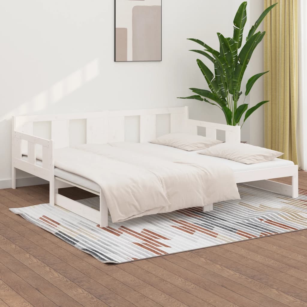 Daybed Extendable White Solid Pine 2x(90x200) cm