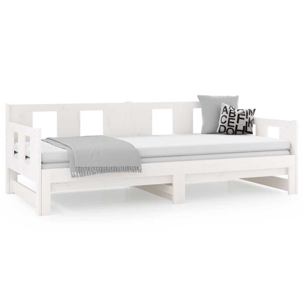 Daybed Extendable White Solid Pine 2x(90x200) cm