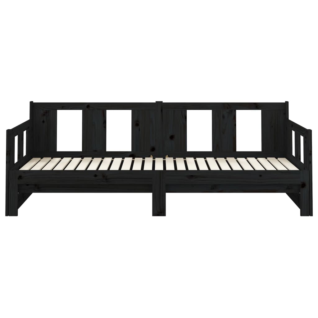 Daybed Extendable Black Solid Pine 2x(90x200) cm