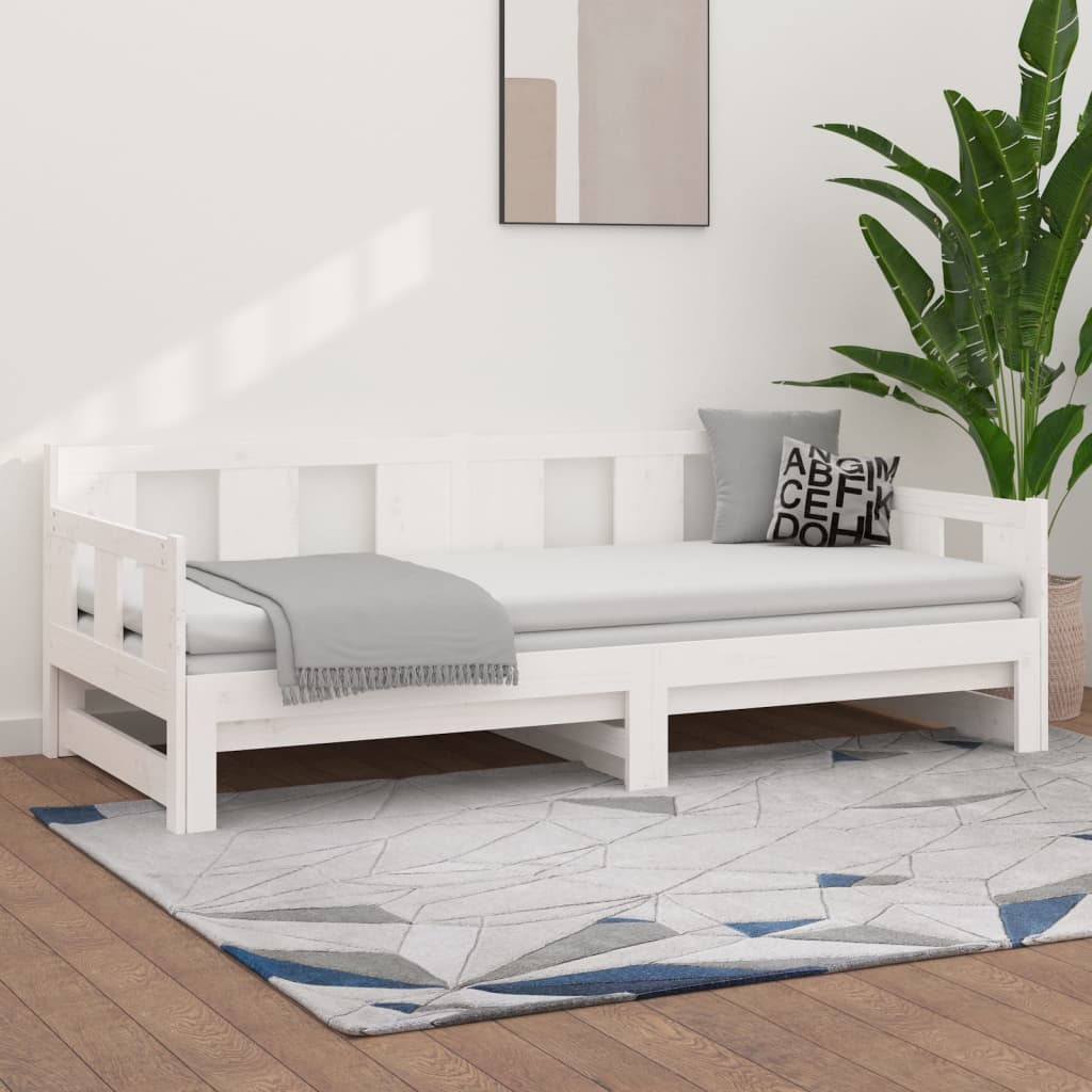 Daybed Extendable White Solid Pine 2x(80x200) cm