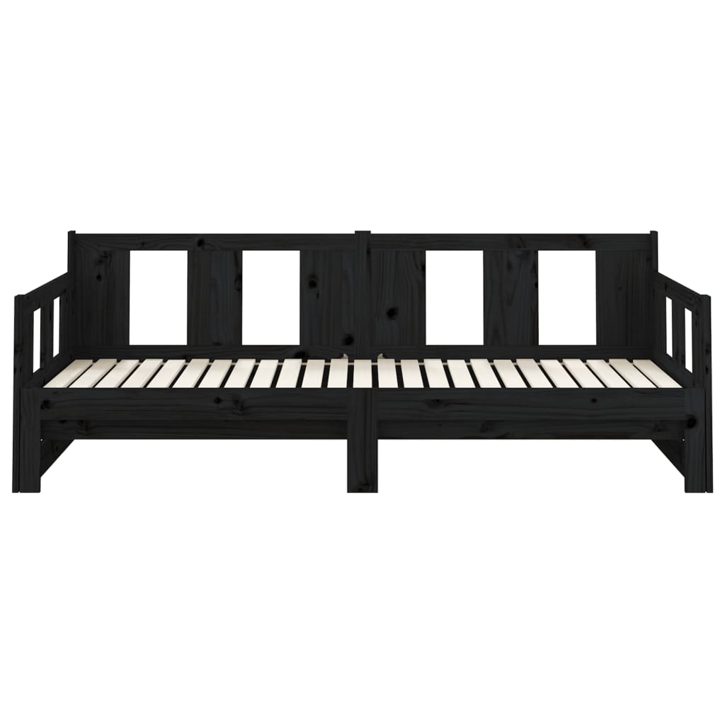 Daybed Extendable Black Solid Pine 2x(80x200) cm