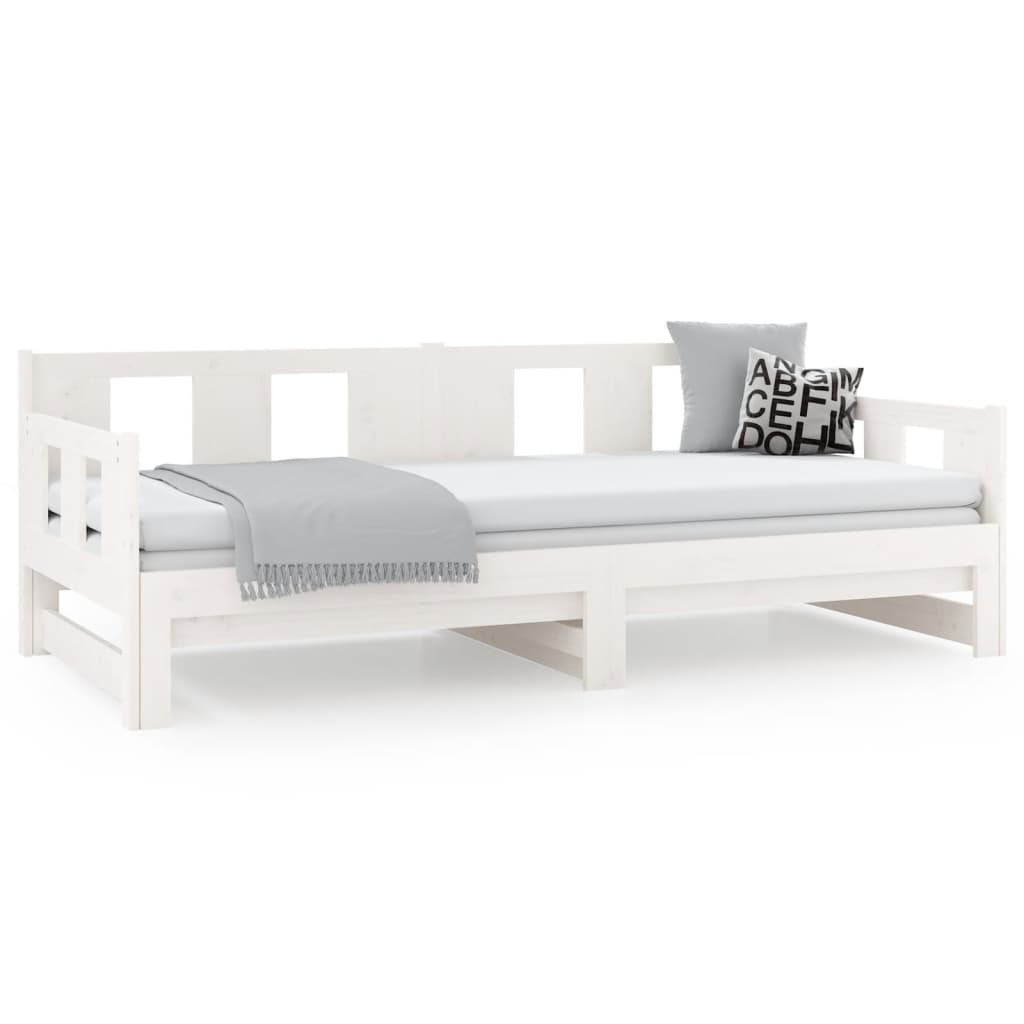 Daybed Extendable White Solid Pine 2x(90x190) cm