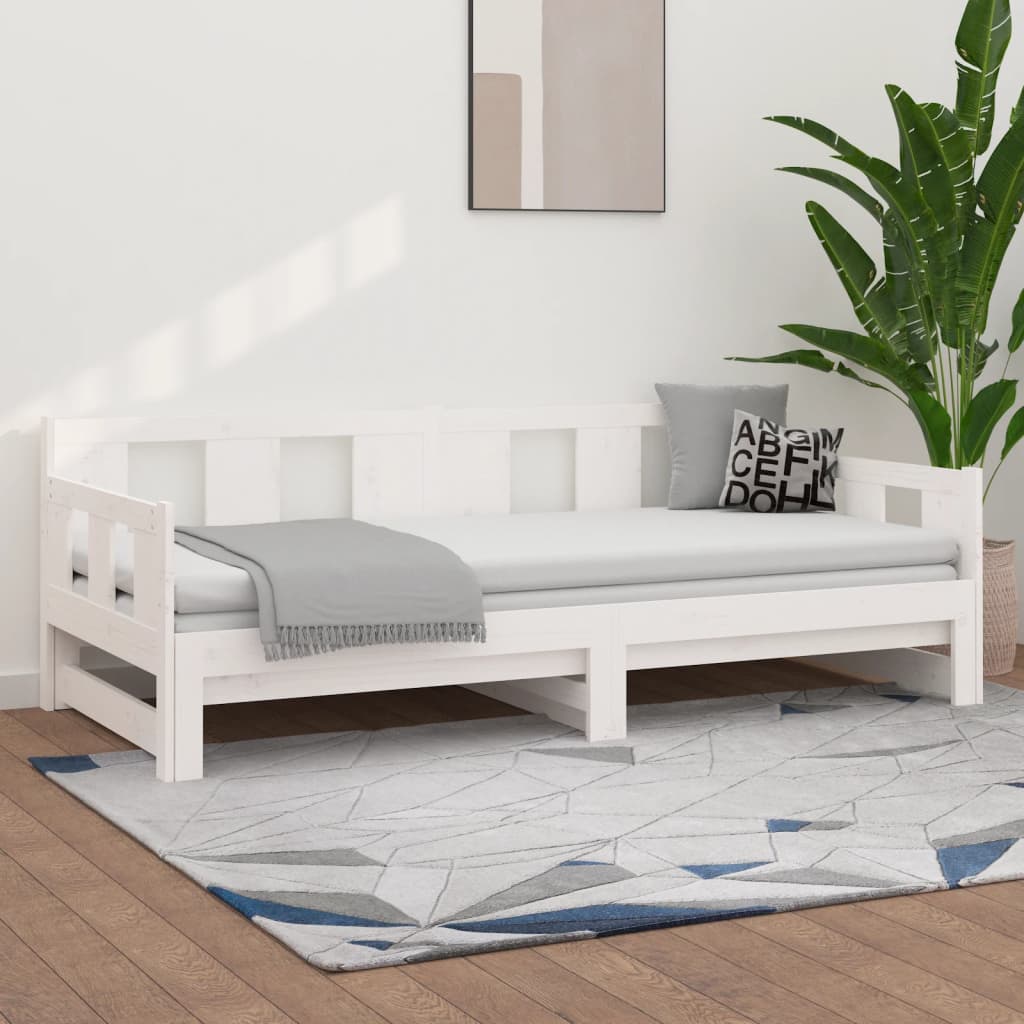 Daybed Extendable White Solid Pine 2x(90x190) cm