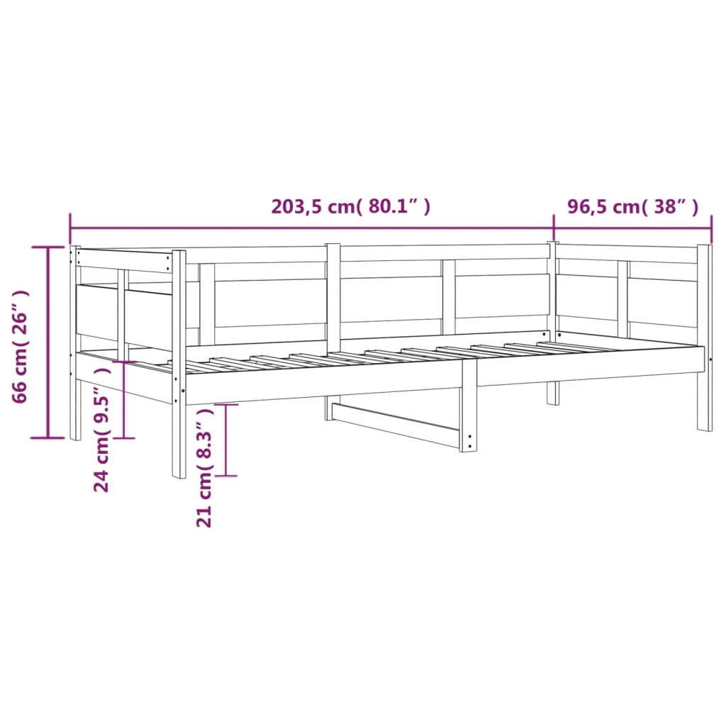 Daybed White Solid Pine 90x200 cm