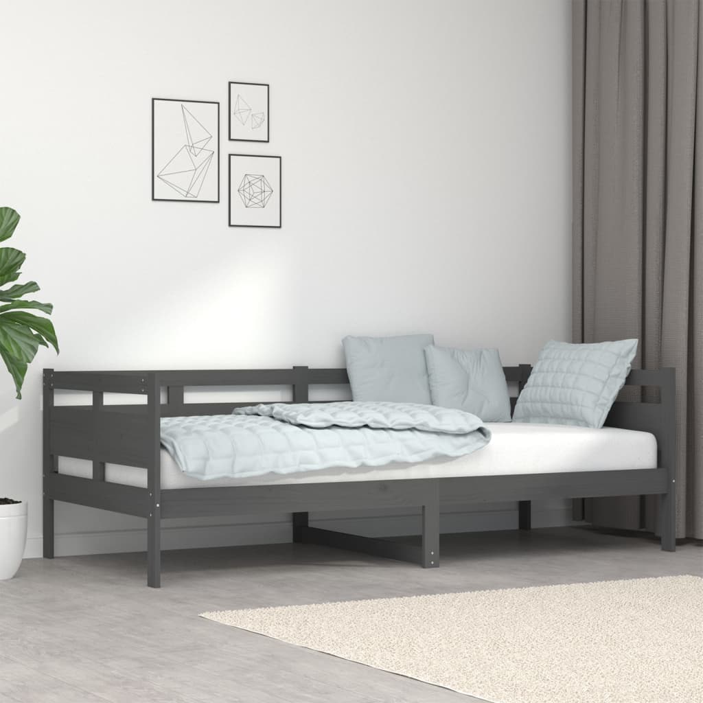 Daybed Grey Solid Pine Wood 90x200 cm