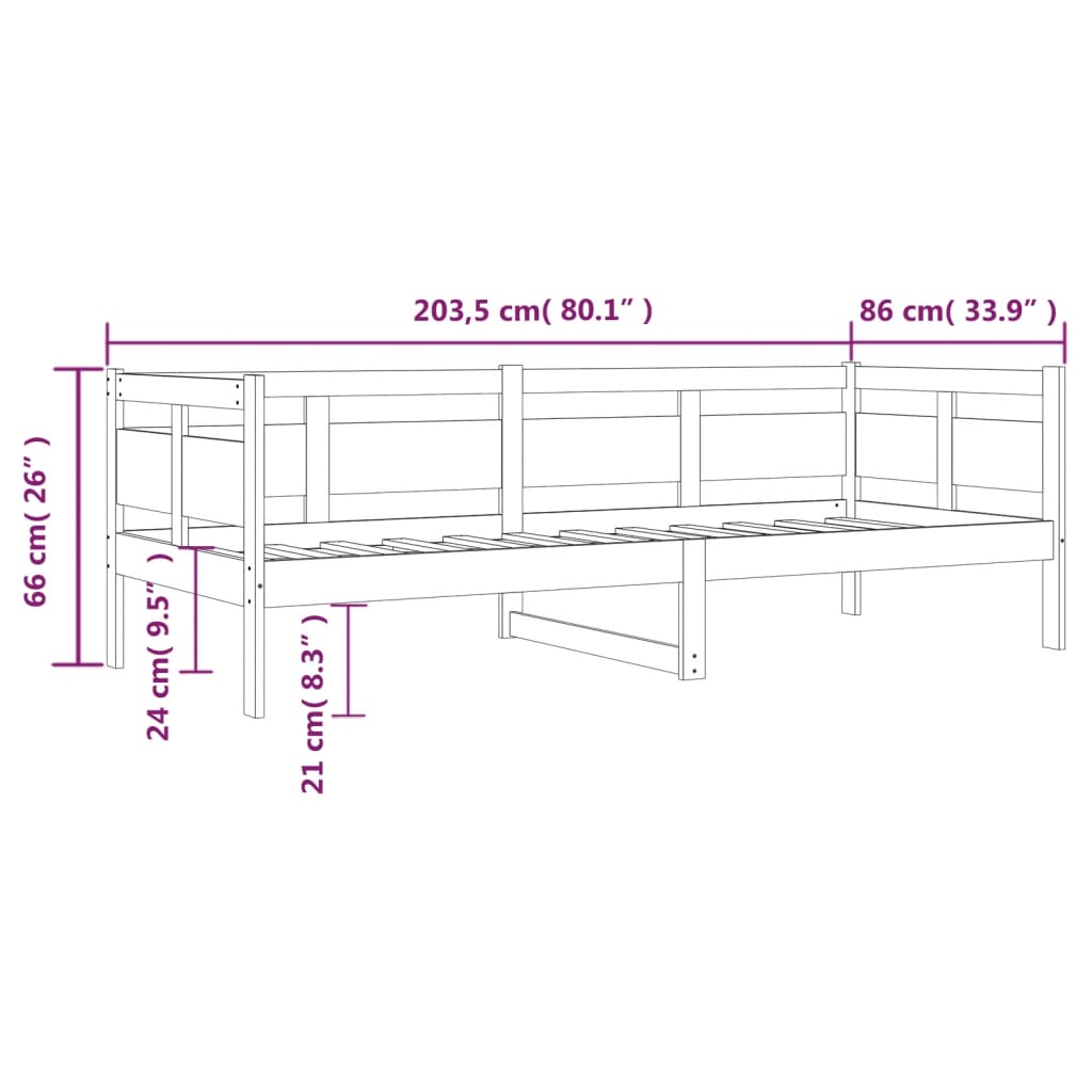 Daybed Honey Brown Solid Pine Wood 80x200 cm