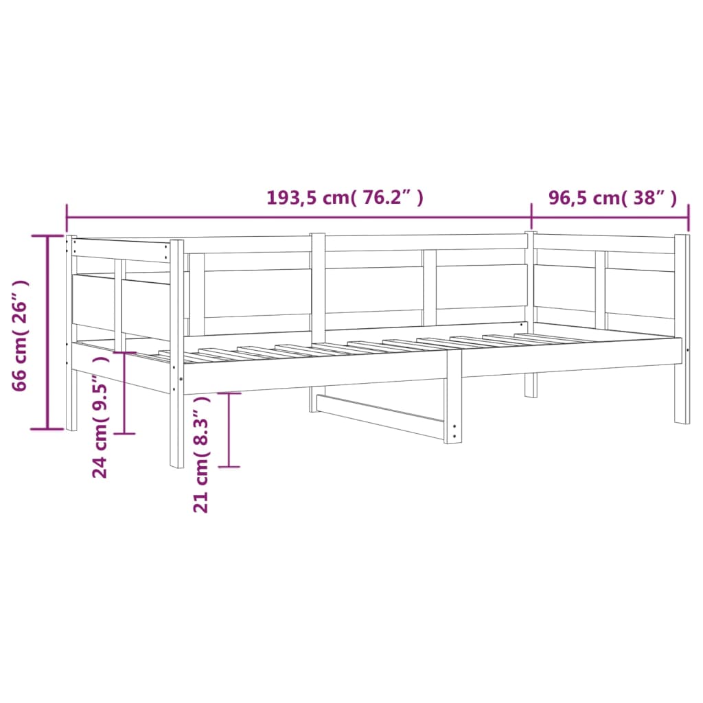 Daybed solid pine wood 90x190 cm