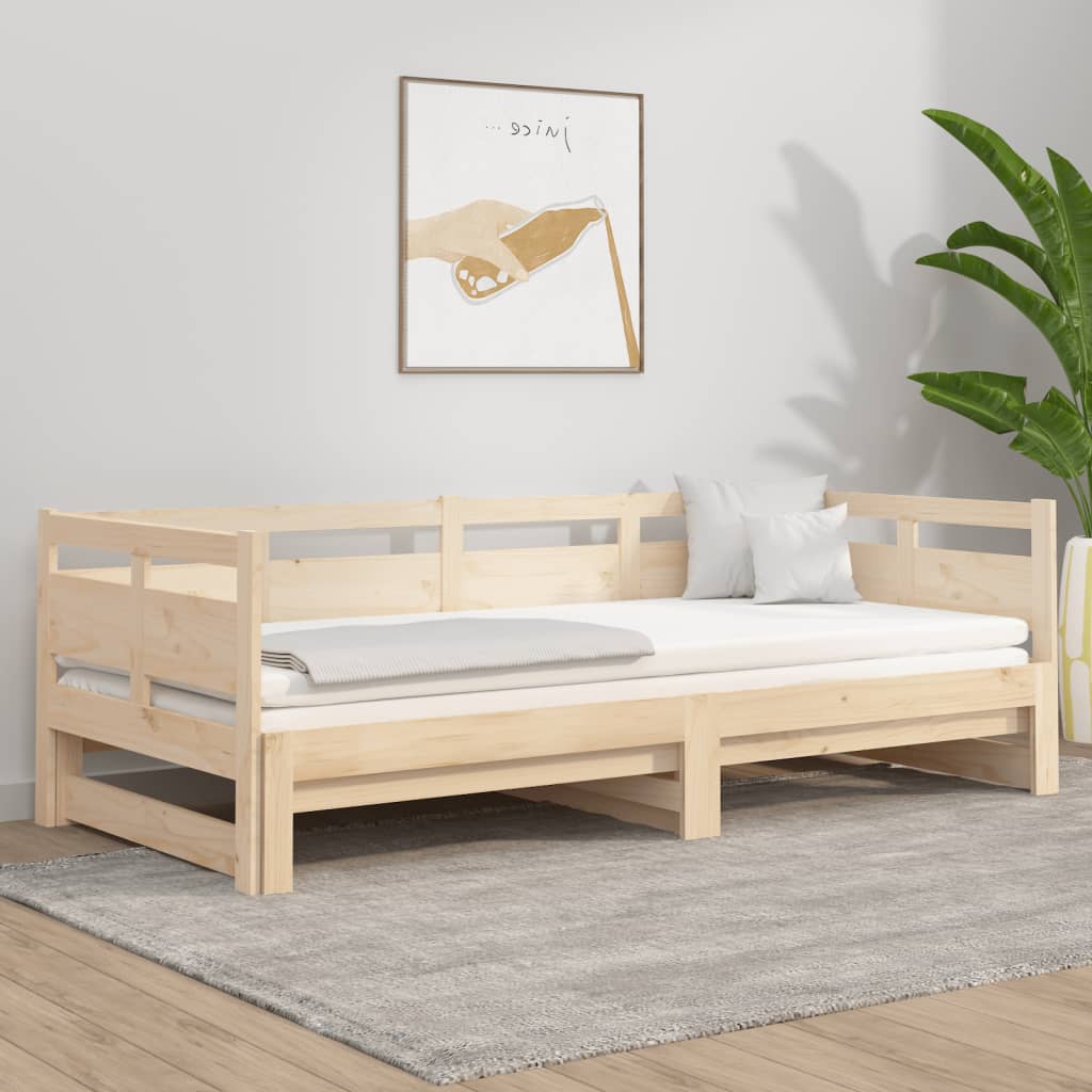 Daybed extendable solid pine wood 2x(90x200) cm