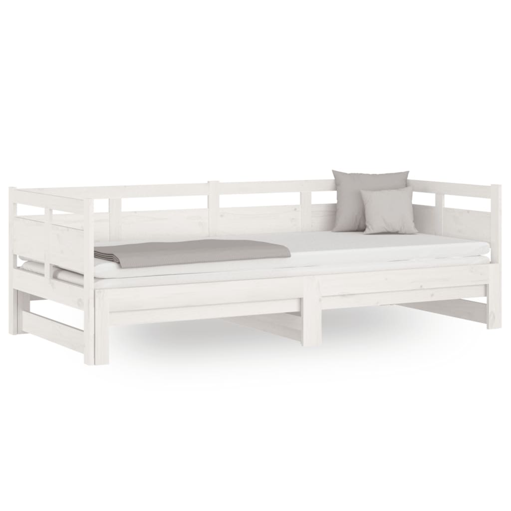 Daybed Extendable White Solid Pine 2x(90x200) cm