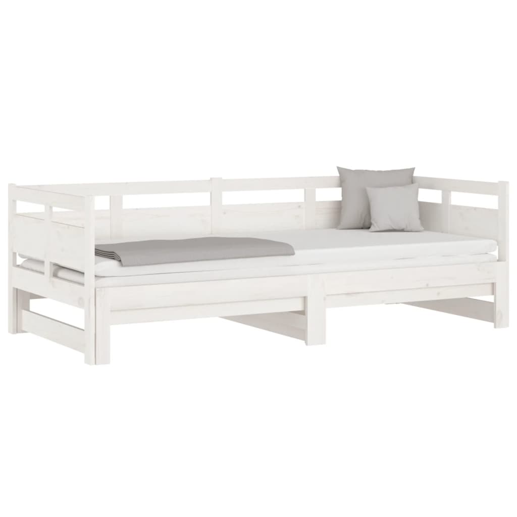 Daybed Extendable White Solid Pine 2x(90x200) cm