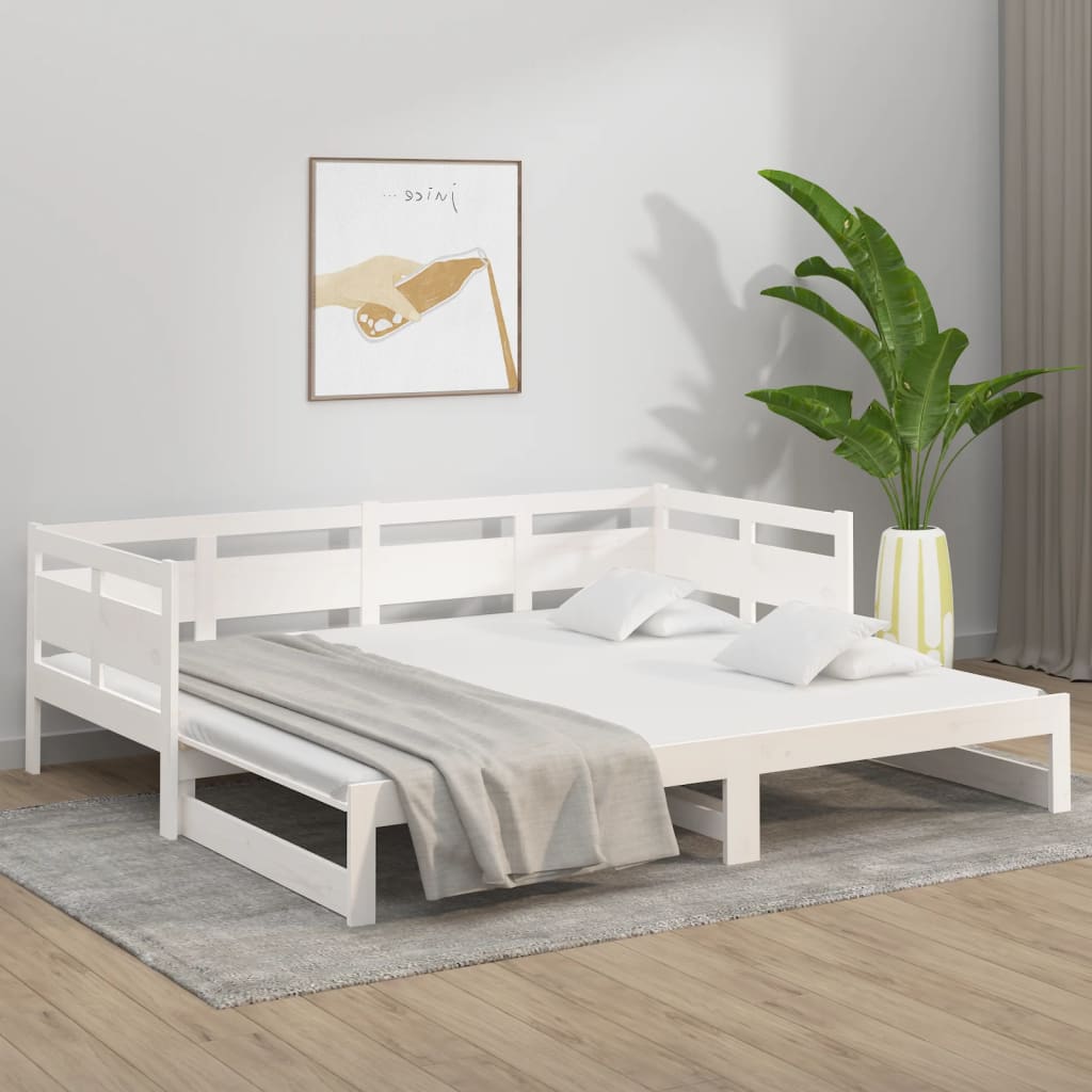 Daybed Extendable White Solid Pine 2x(90x200) cm