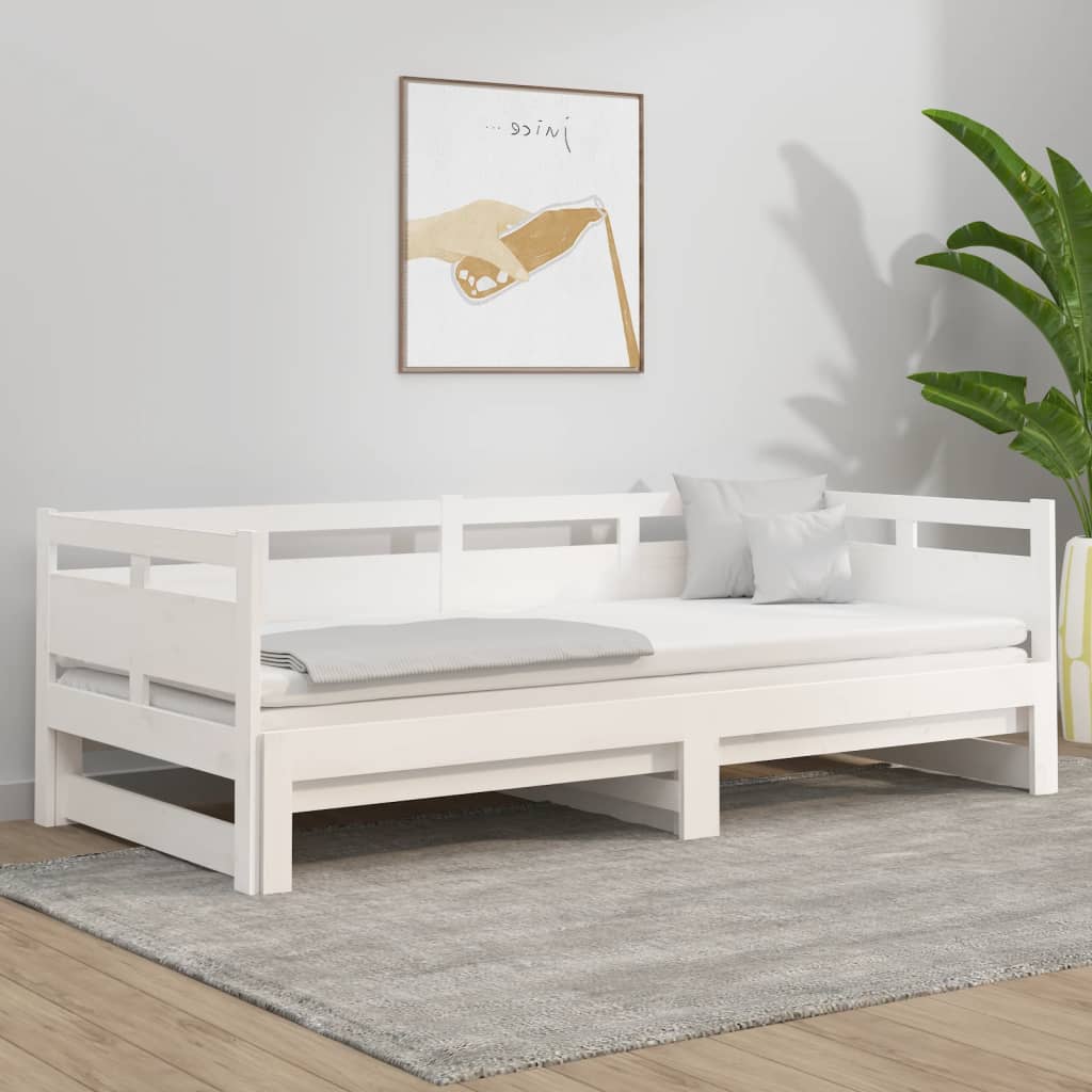 Daybed Extendable White Solid Pine 2x(90x200) cm