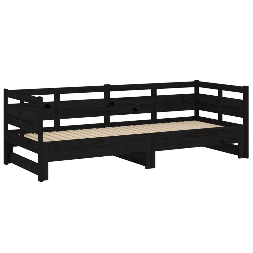 Daybed Extendable Black Solid Pine 2x(80x200) cm