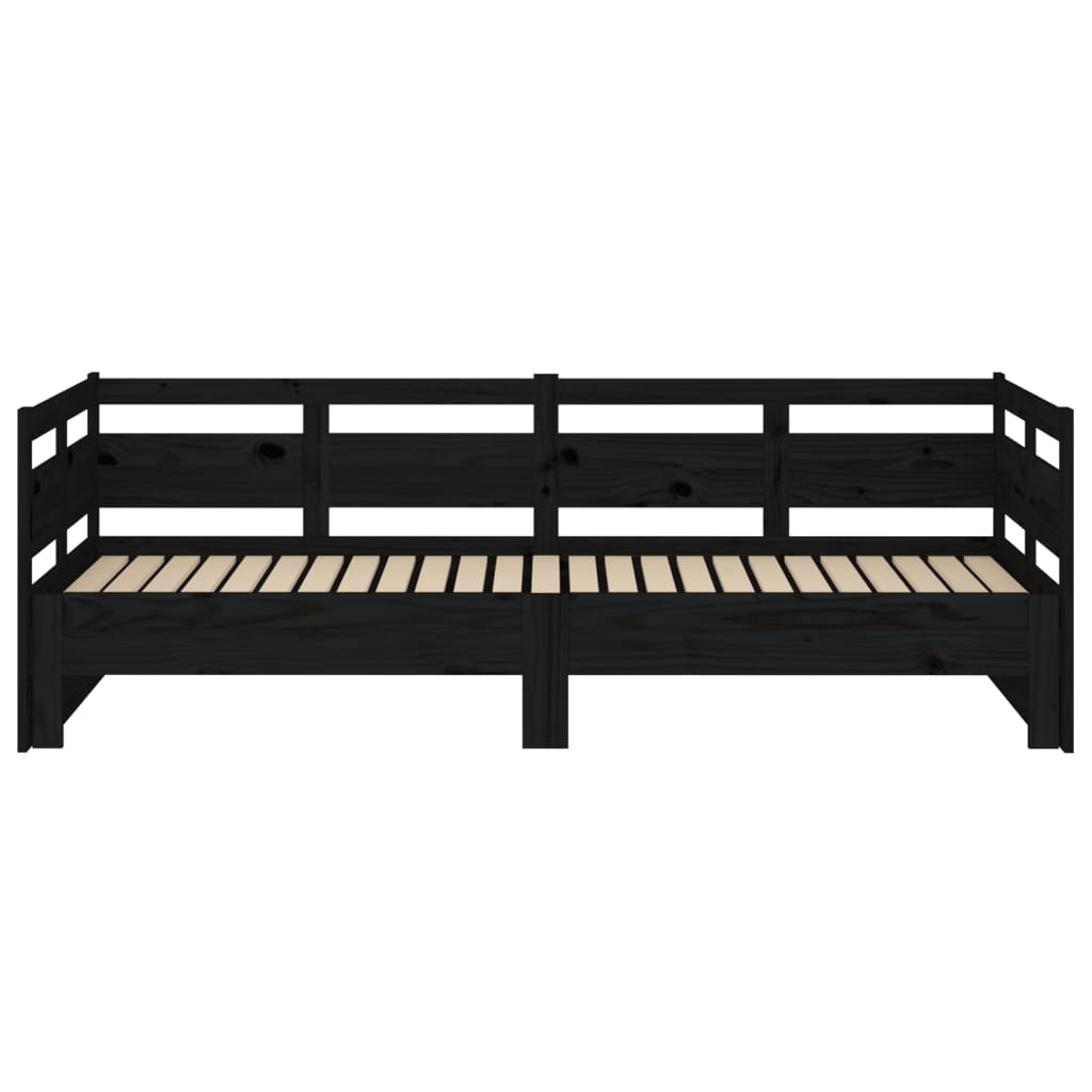 Daybed Extendable Black Solid Pine 2x(80x200) cm