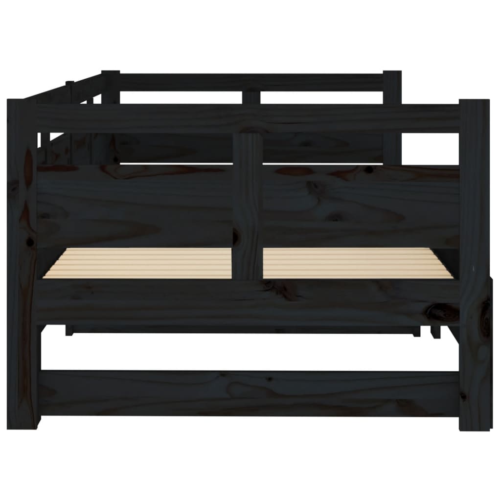 Daybed Extendable Black Solid Pine 2x(80x200) cm