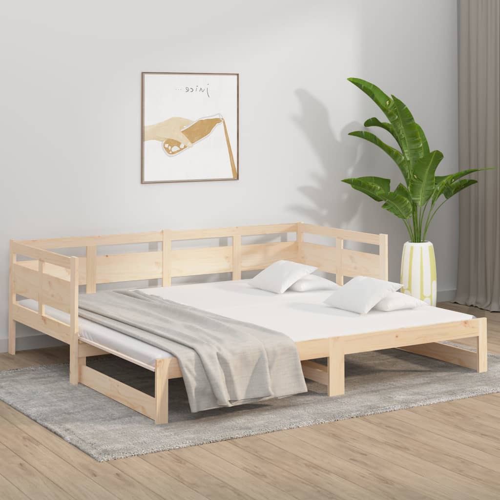 Daybed extendable solid pine wood 2x(90x190) cm