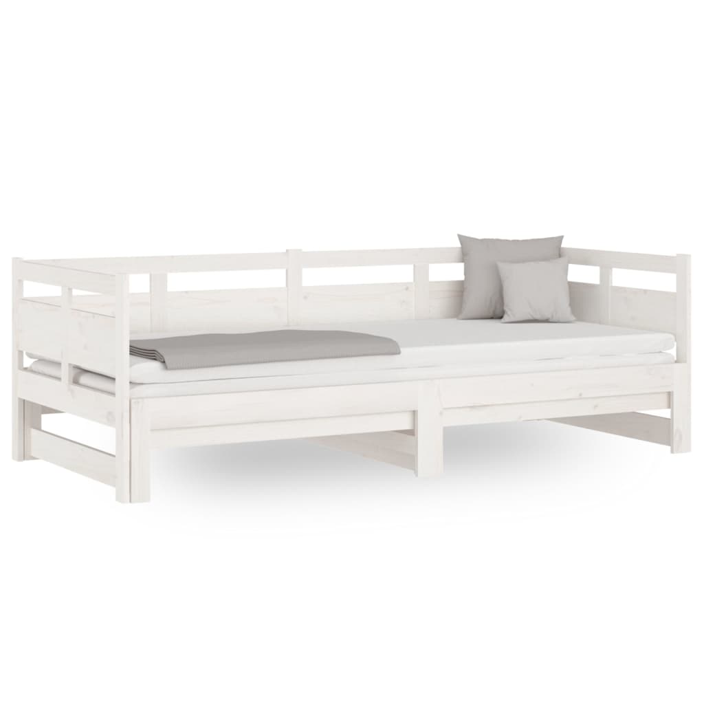 Daybed Extendable White Solid Pine 2x(90x190) cm