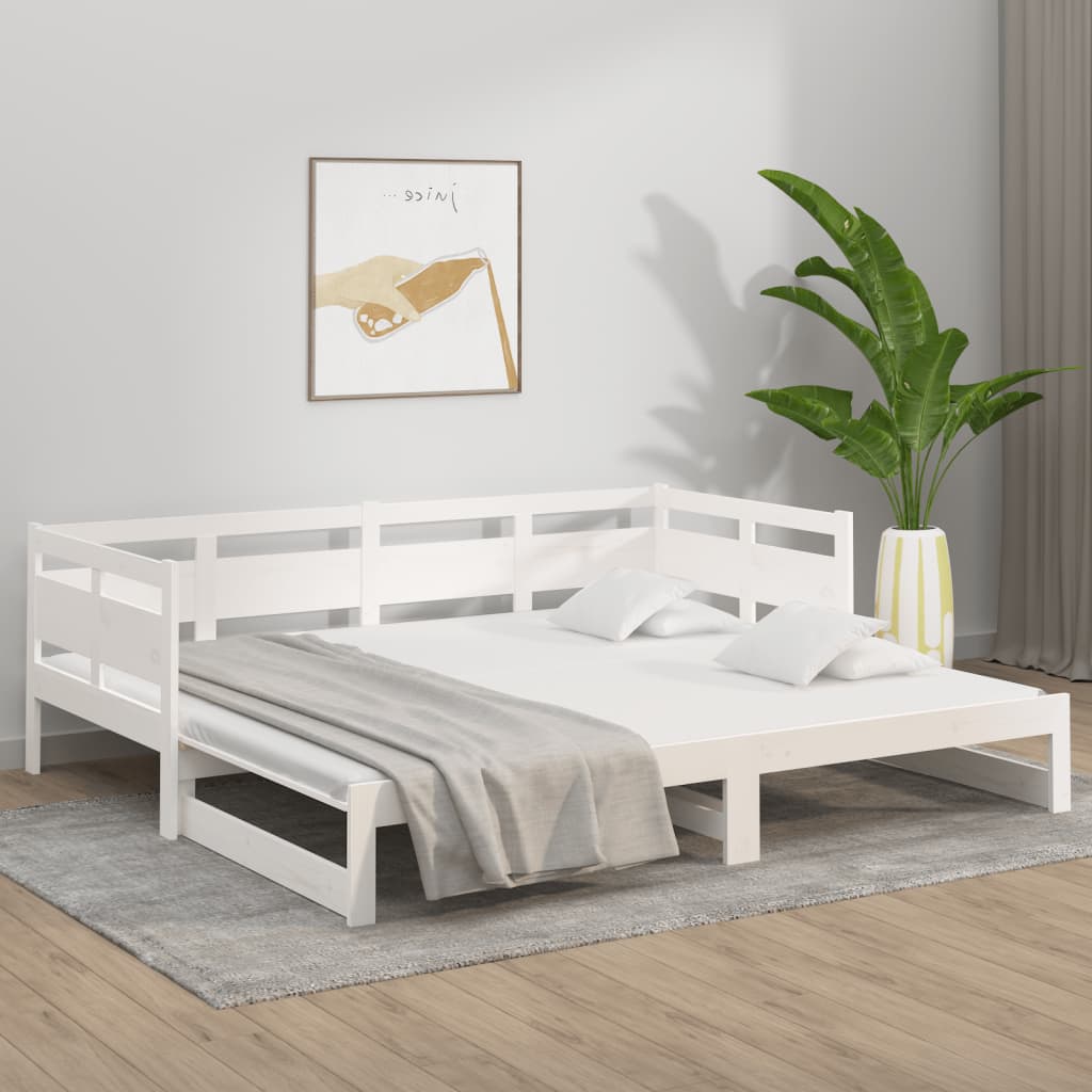 Daybed Extendable White Solid Pine 2x(90x190) cm