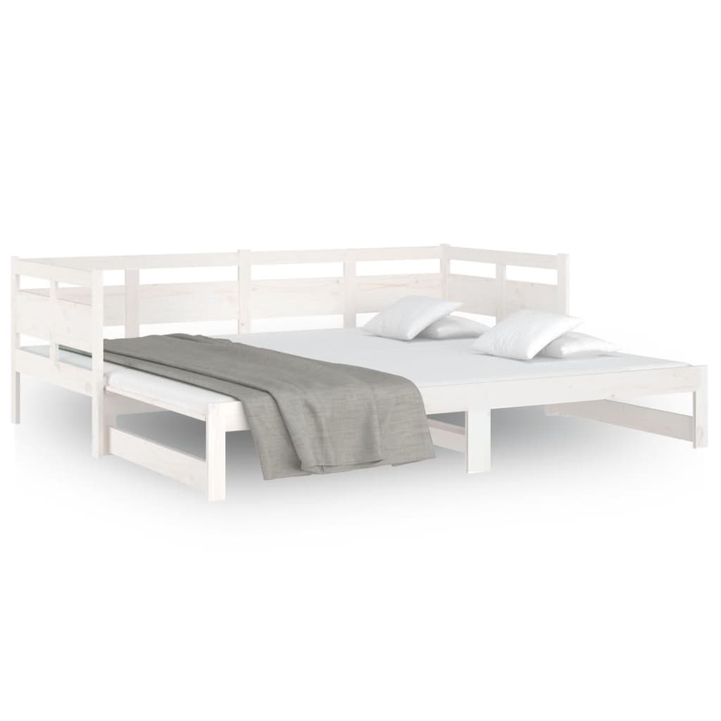 Daybed Extendable White Solid Pine 2x(90x190) cm