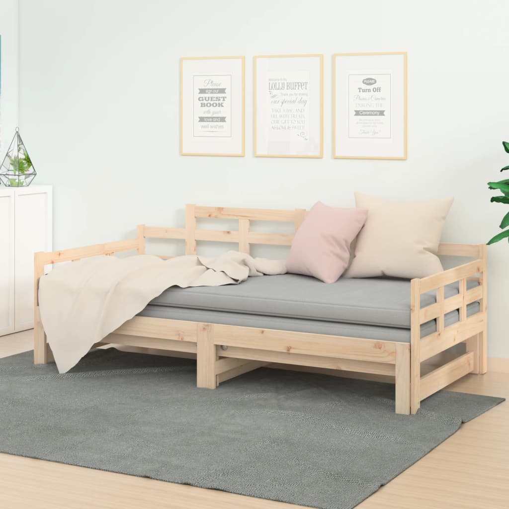 Daybed extendable solid pine wood 2x(90x200) cm