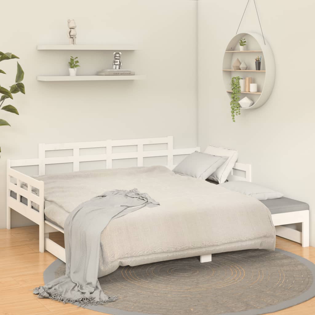 Daybed Extendable White Solid Pine 2x(90x200) cm