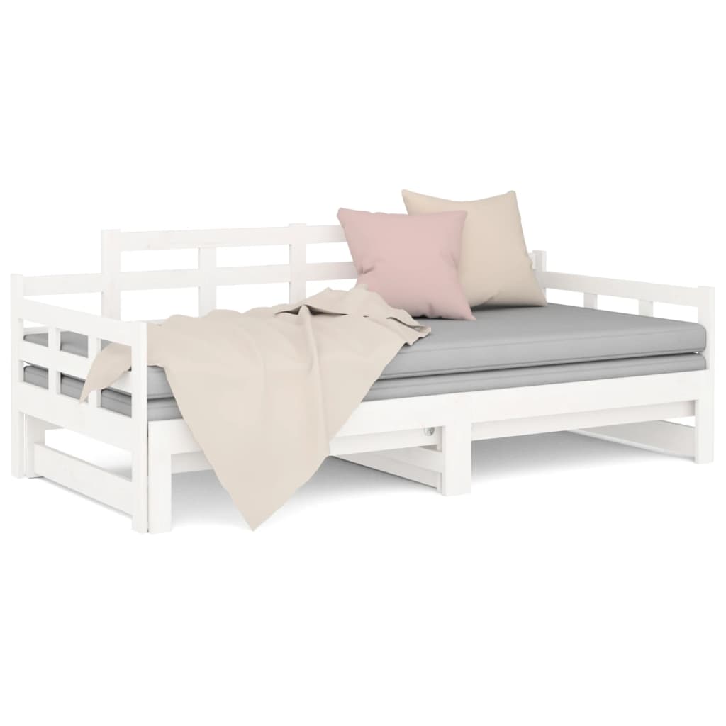 Daybed Extendable White Solid Pine 2x(90x200) cm