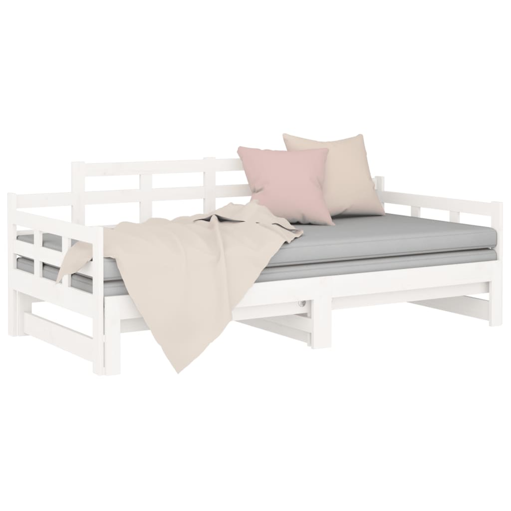 Daybed Extendable White Solid Pine 2x(90x200) cm