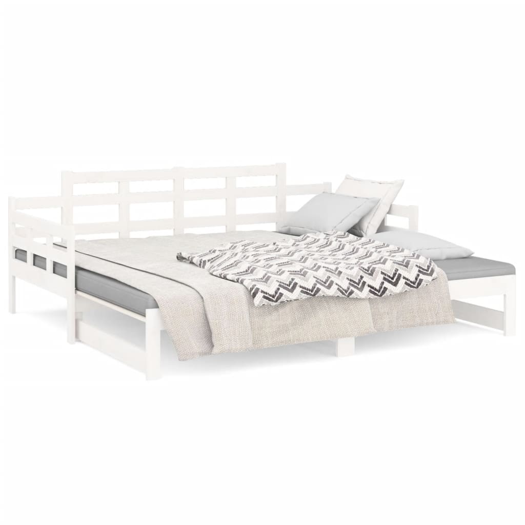 Daybed Extendable White Solid Pine 2x(90x200) cm