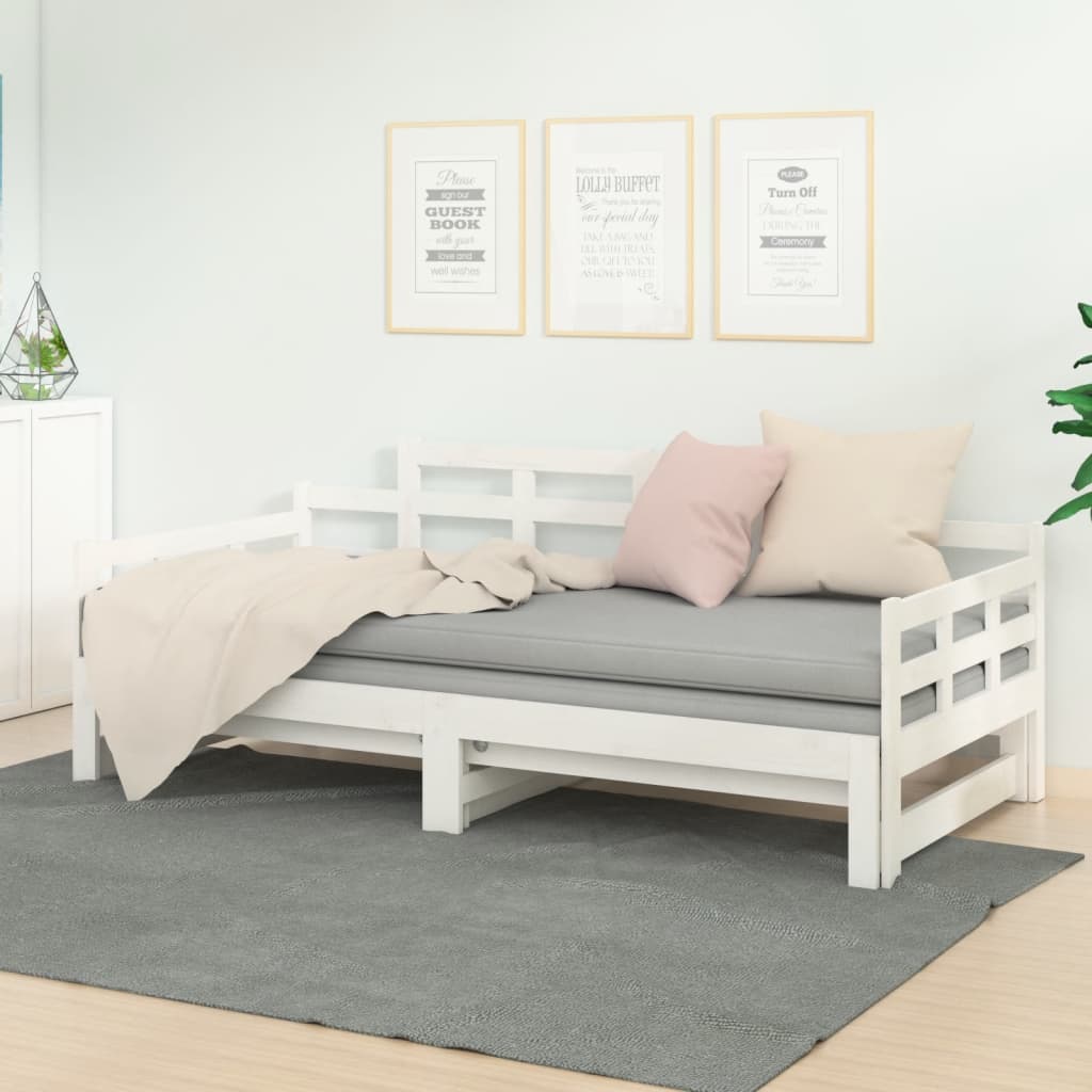 Daybed Extendable White Solid Pine 2x(90x200) cm