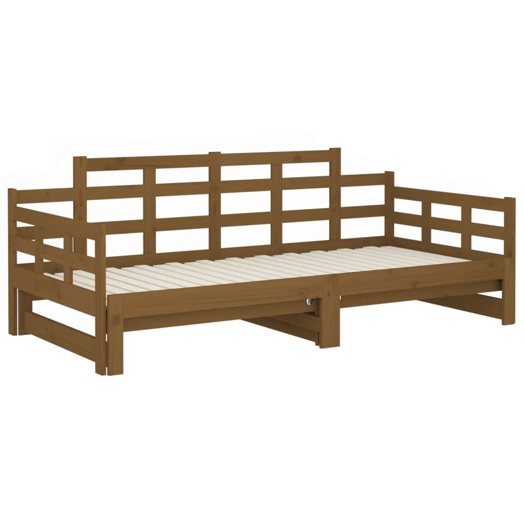 Daybed extendable honey brown solid pine 2x(90x200) cm