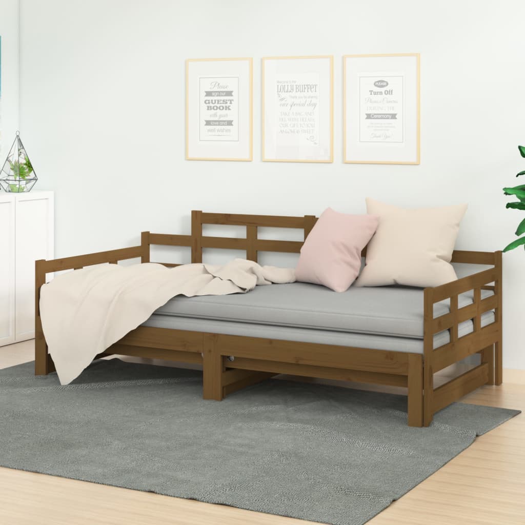 Daybed extendable honey brown solid pine 2x(90x200) cm