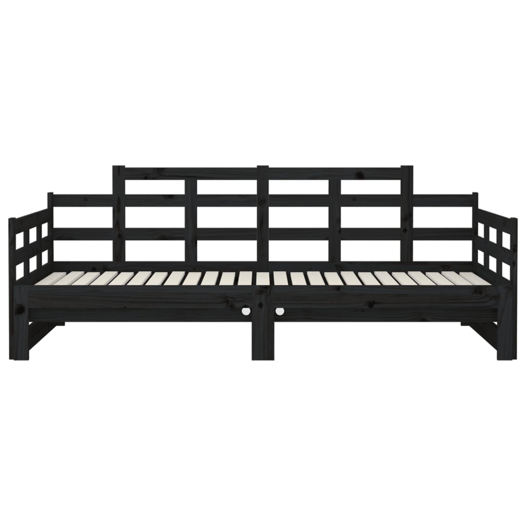 Daybed Extendable Black Solid Pine 2x(90x200) cm